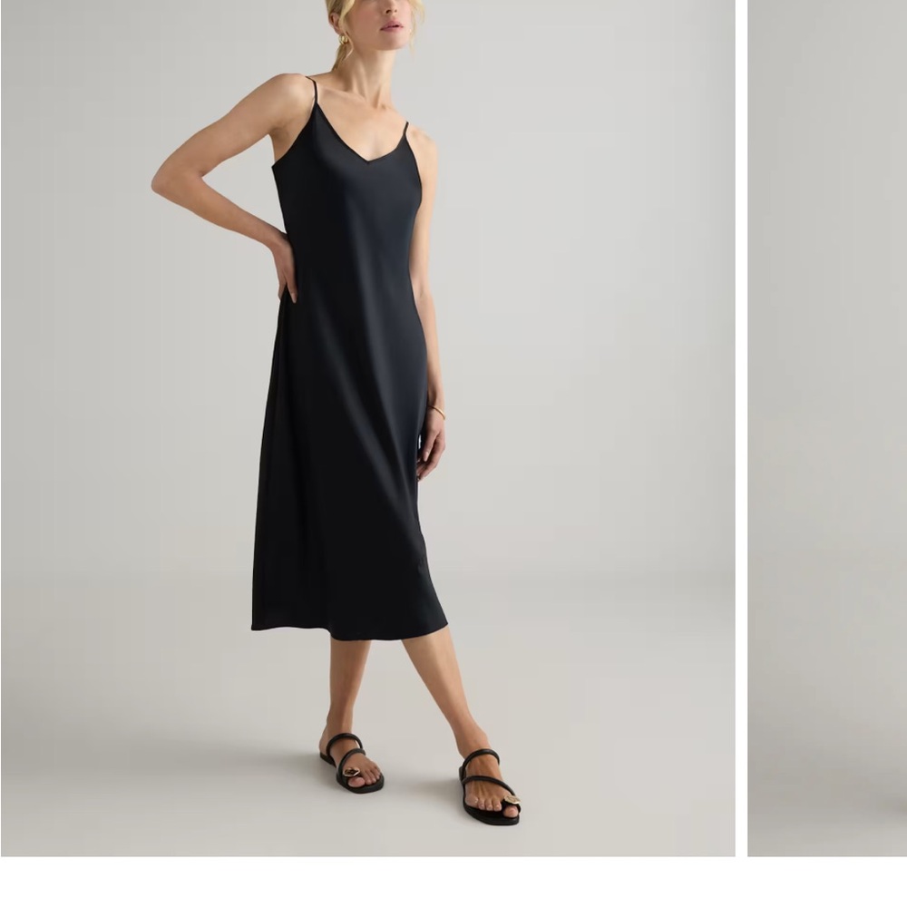 Quince Black 100% Silk Washable Slip Dress